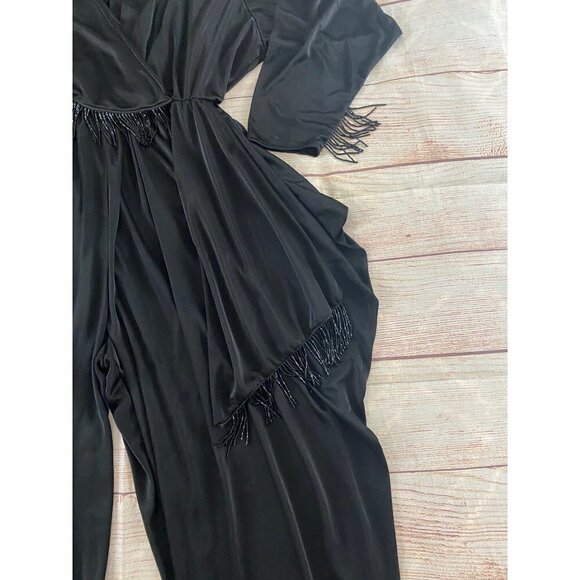 Vintage 1980's David Rose Black Harem Style Tassled Jumpsuit - Medium - Picture 2 of 13